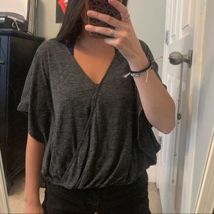 Gray flowy crossed shirt